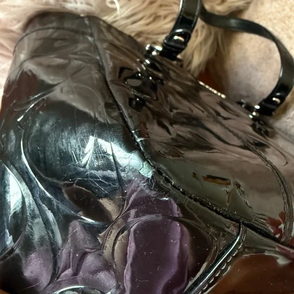 COACH Black Patent Leather Embossed C East West Gallery Large Tote F17728 - Picture 6 of 6